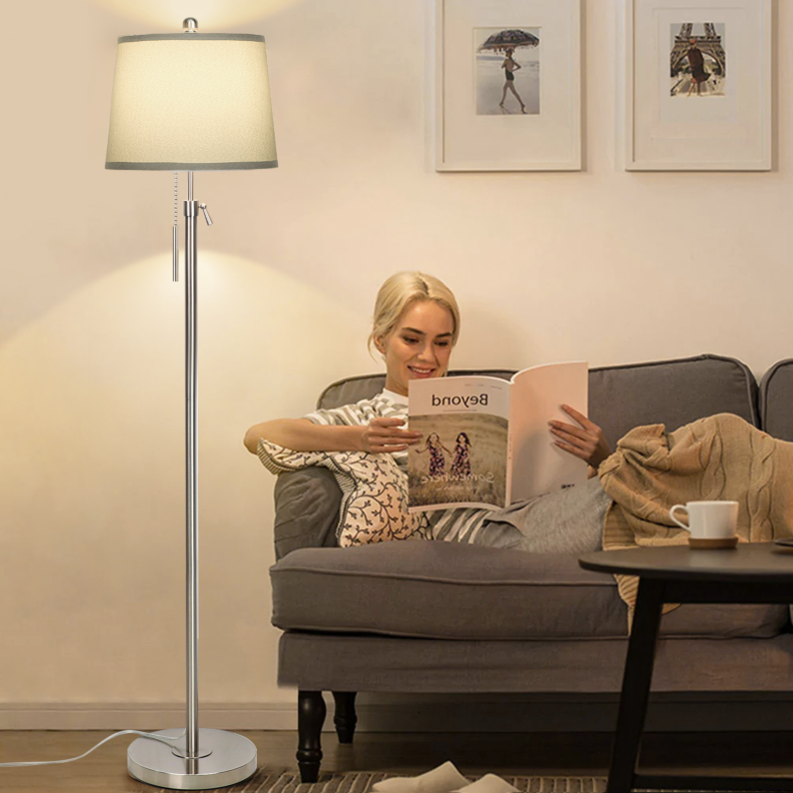 Metal & Fabric Shade Floor Lamp