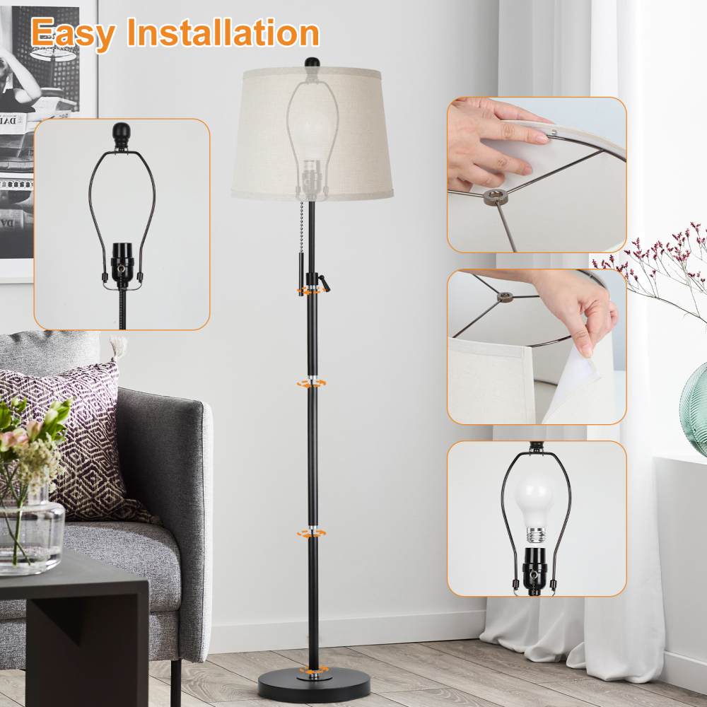 Metal & Fabric Shade Floor Lamp