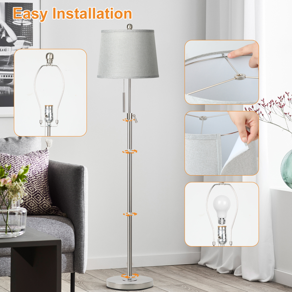Metal & Fabric Shade Floor Lamp