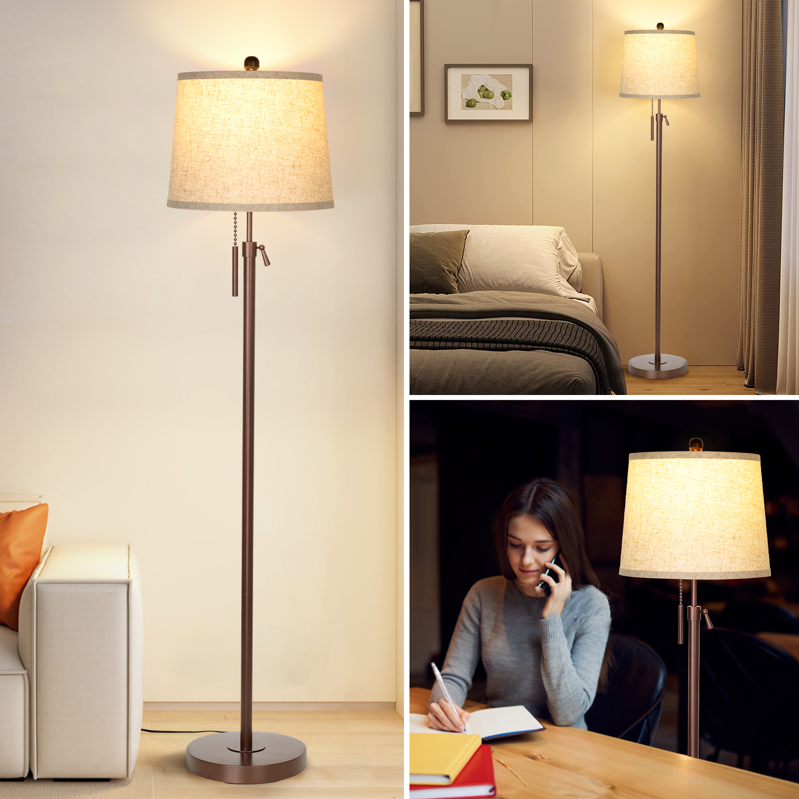 Metal & Fabric Shade Floor Lamp