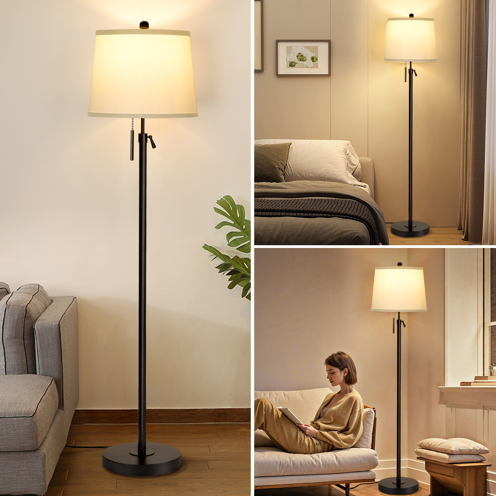Metal & Fabric Shade Floor Lamp