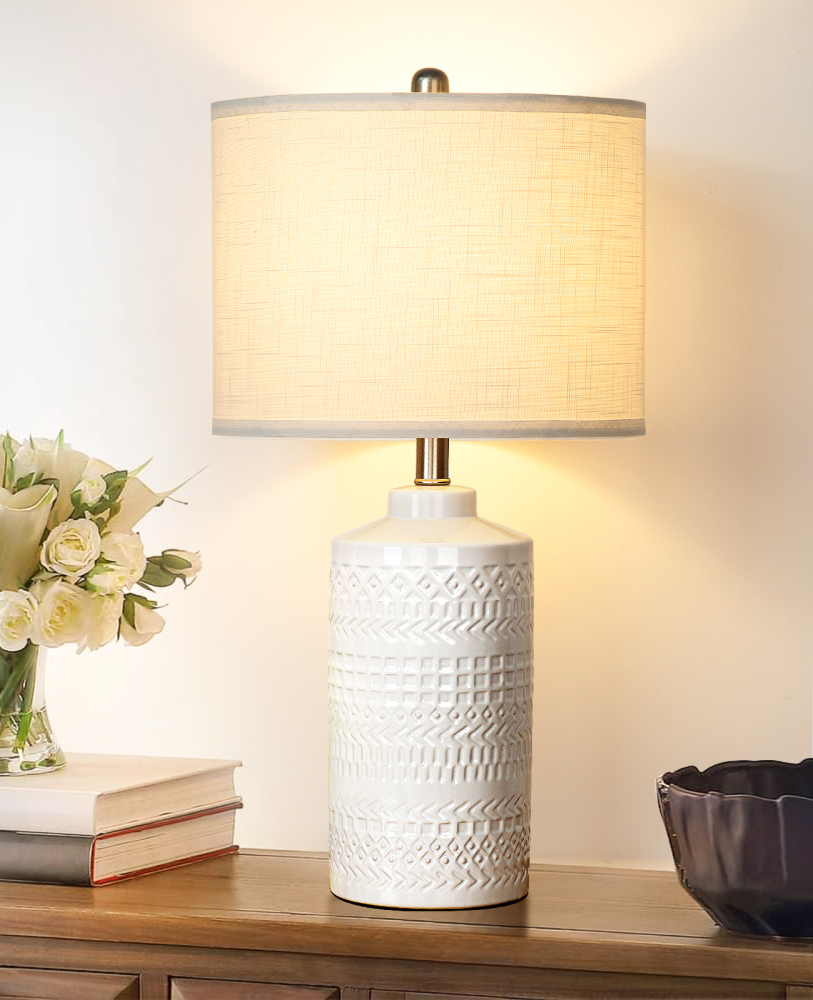 Straight Ceramic Table Lamp 25in