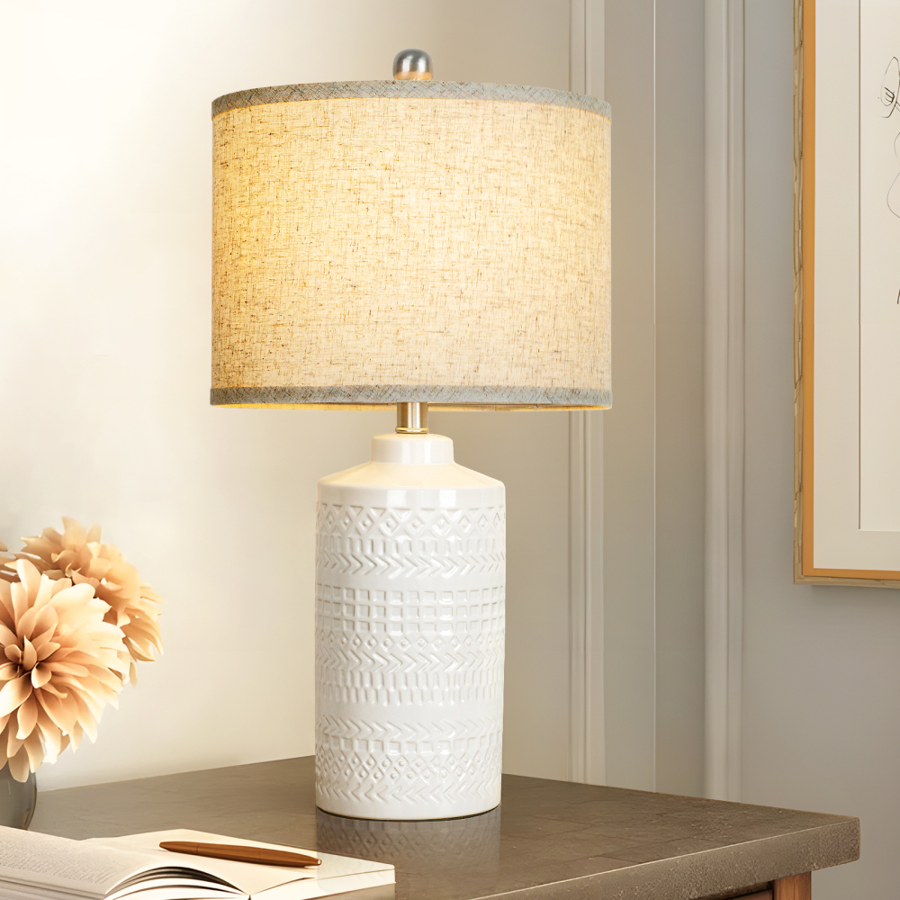 Straight Ceramic Table Lamp 25in