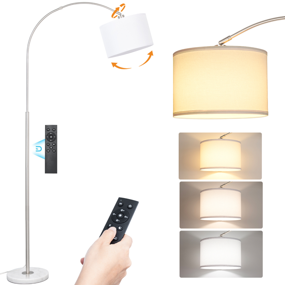 Arc floor lamp with remote control bulb