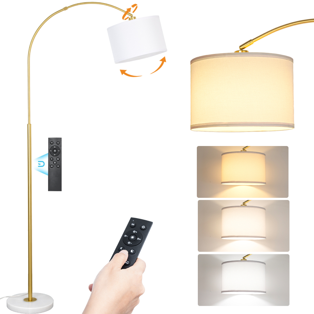 Arc floor lamp with remote control bulb