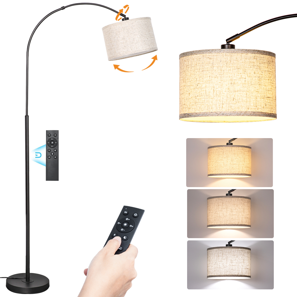 Arc floor lamp with remote control bulb