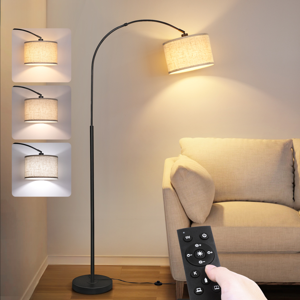 Arc floor lamp with remote control bulb