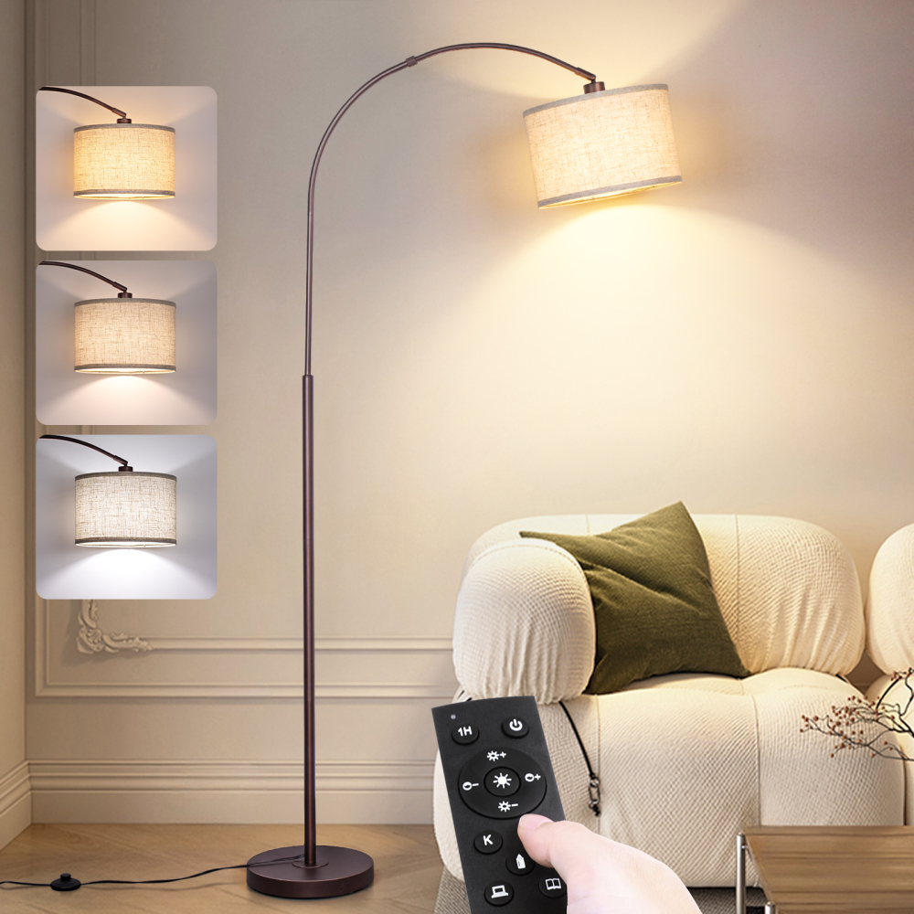Arc floor lamp with remote control bulb