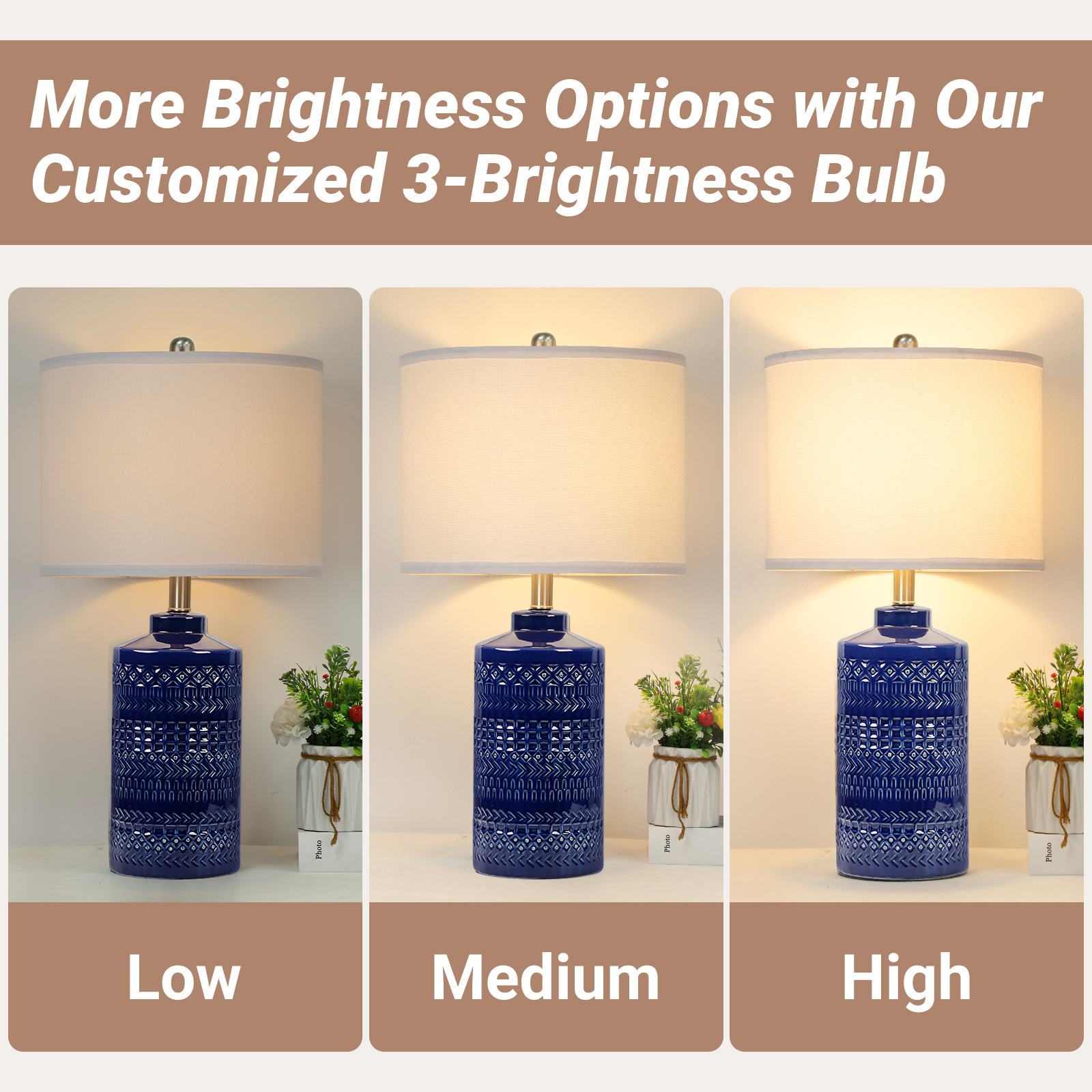Straight Ceramic Table Lamp 25in