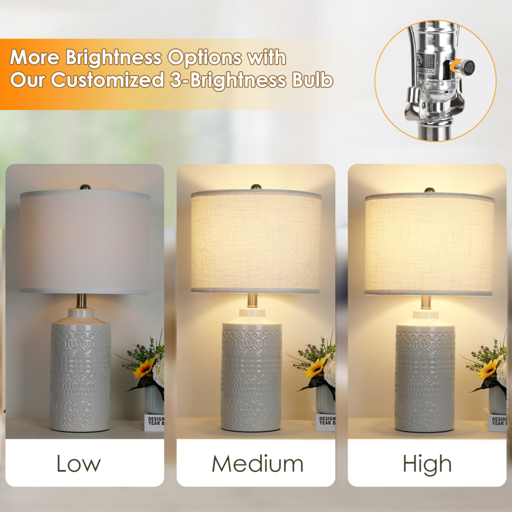 Straight Ceramic Table Lamp 25in