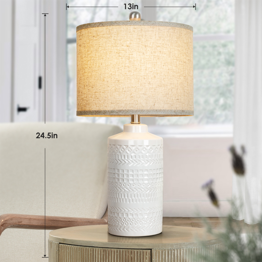 Straight Ceramic Table Lamp 25in
