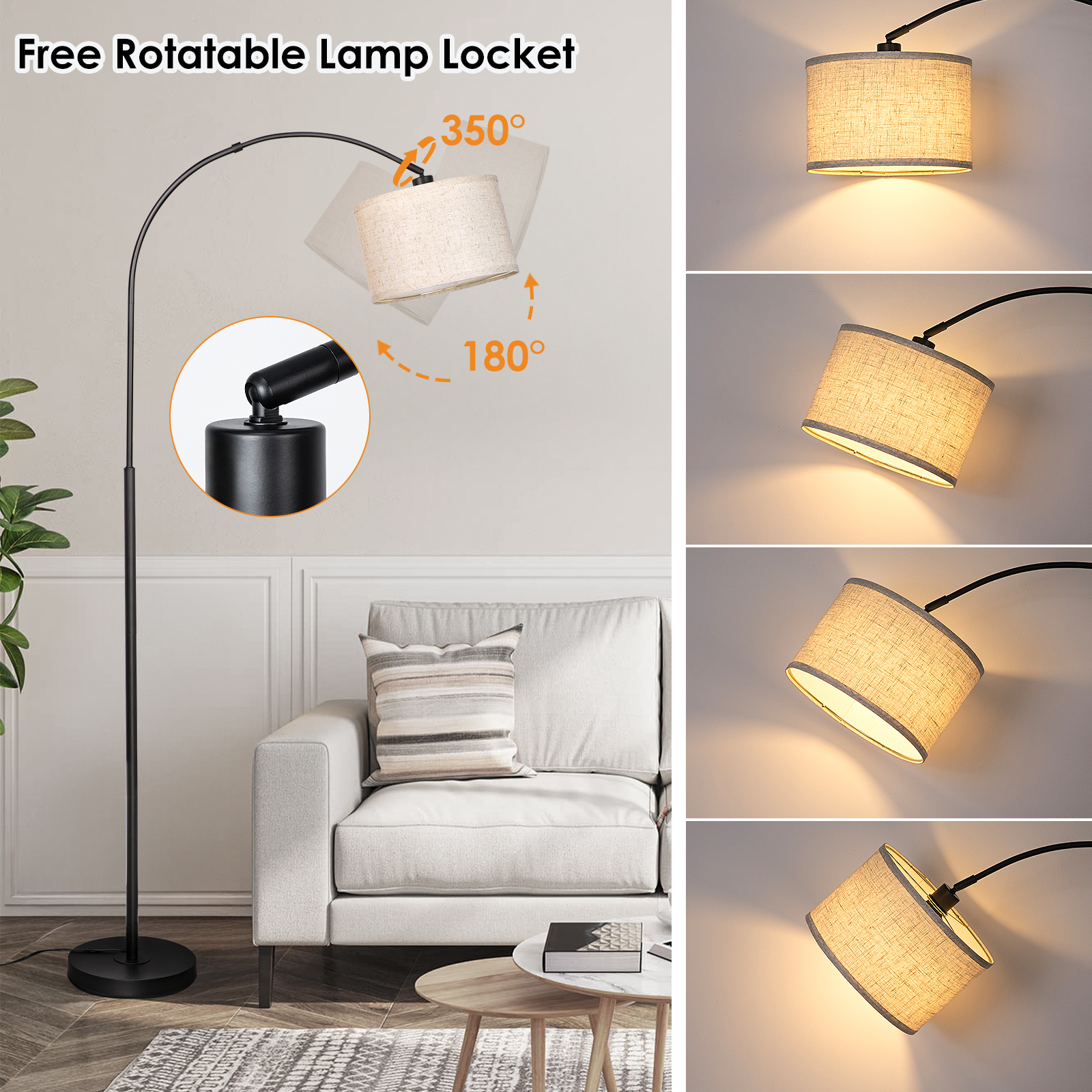 Arc floor lamp with remote control bulb