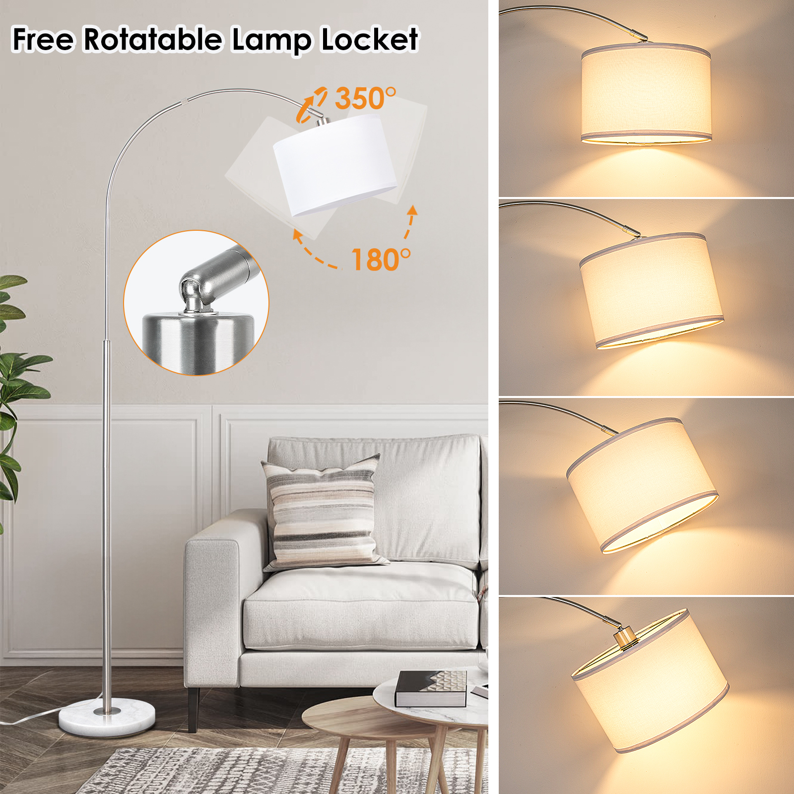 Arc floor lamp with remote control bulb