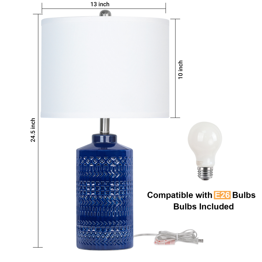 Straight Ceramic Table Lamp 25in