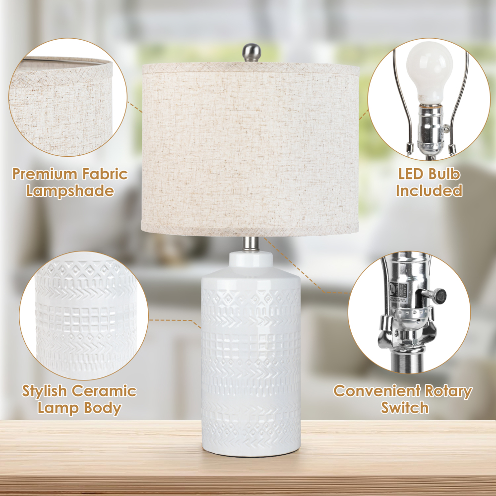 Straight Ceramic Table Lamp 25in
