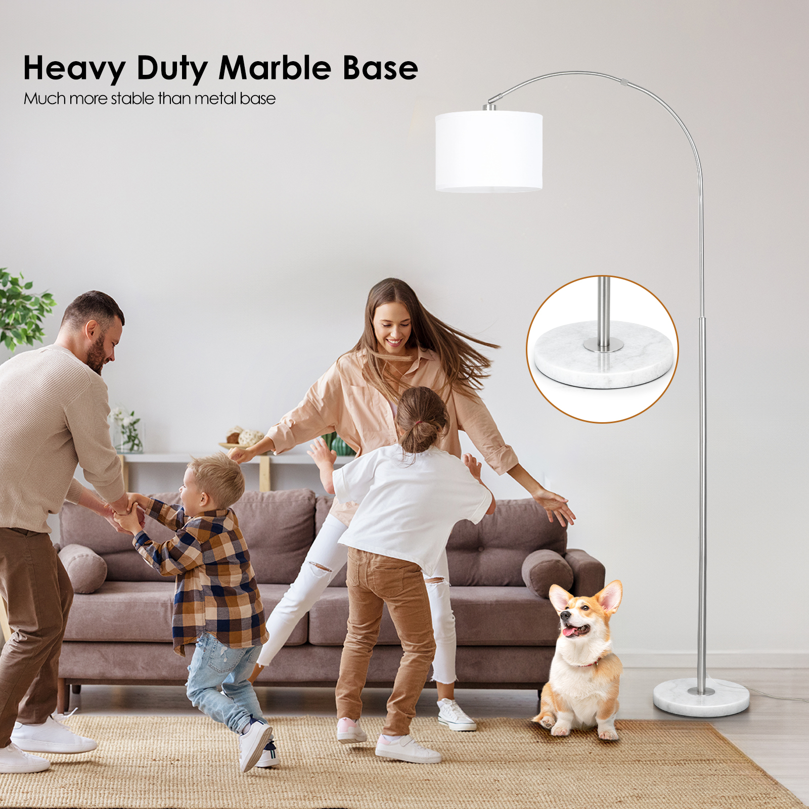 Arc floor lamp with remote control bulb