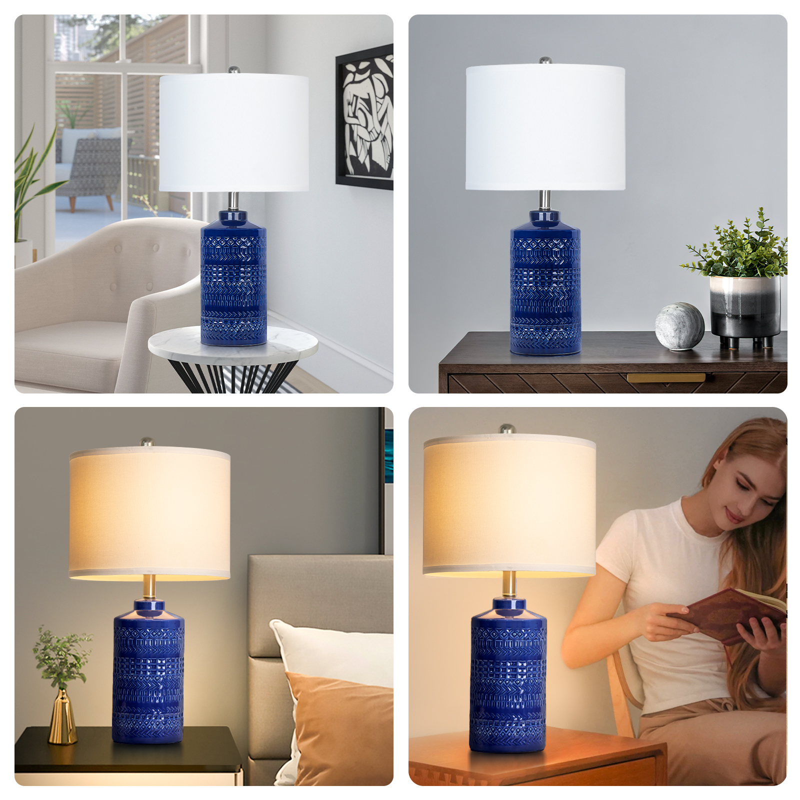 Straight Ceramic Table Lamp 25in