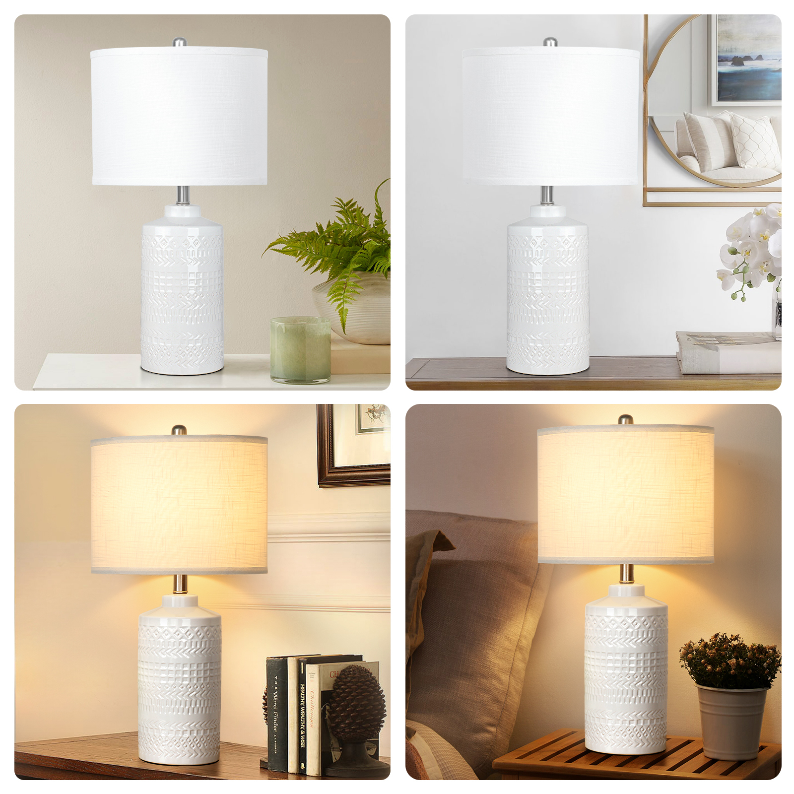 Straight Ceramic Table Lamp 25in