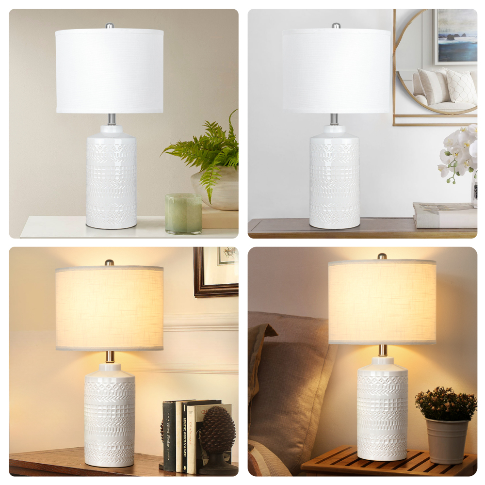 Straight Ceramic Table Lamp 25in