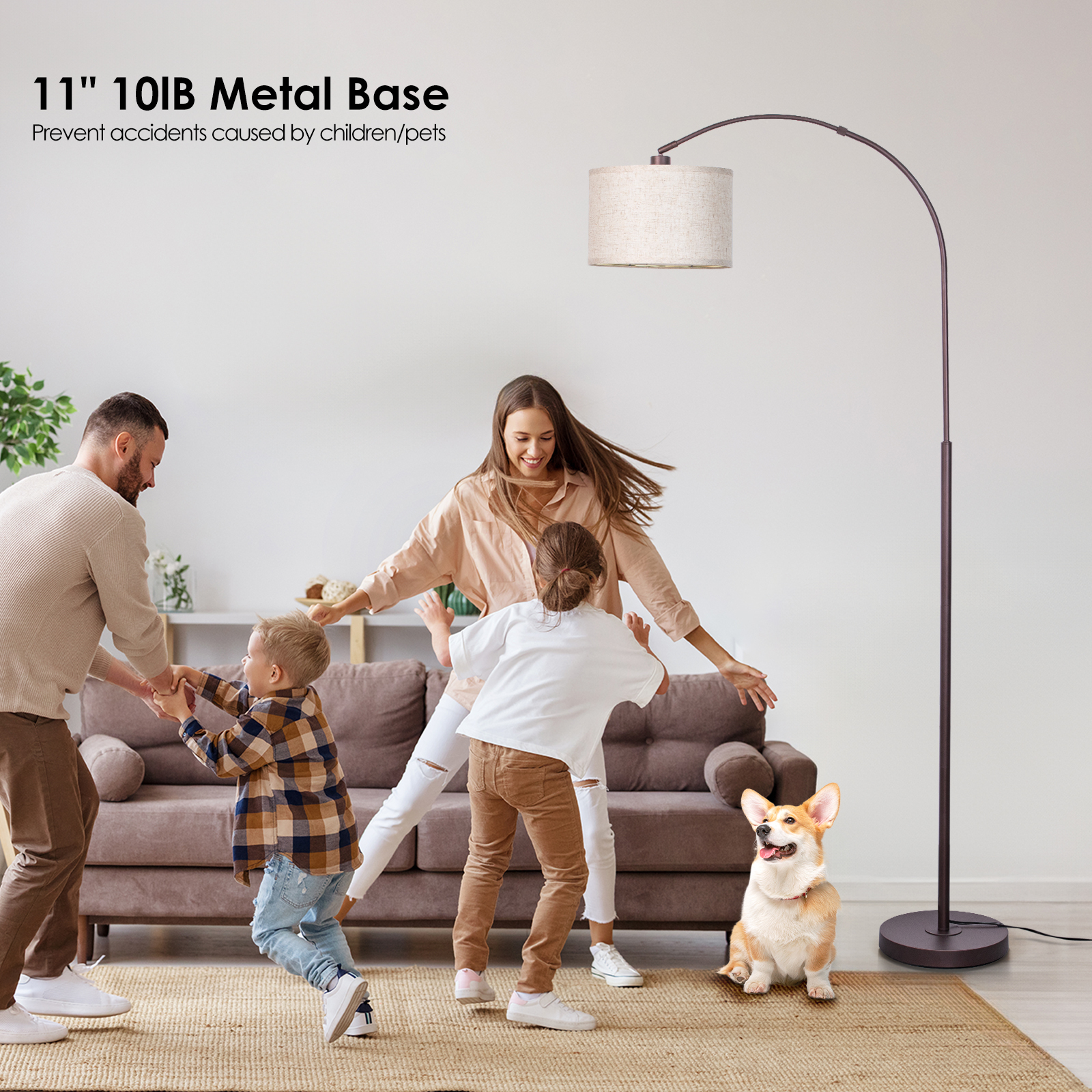 Arc floor lamp with remote control bulb