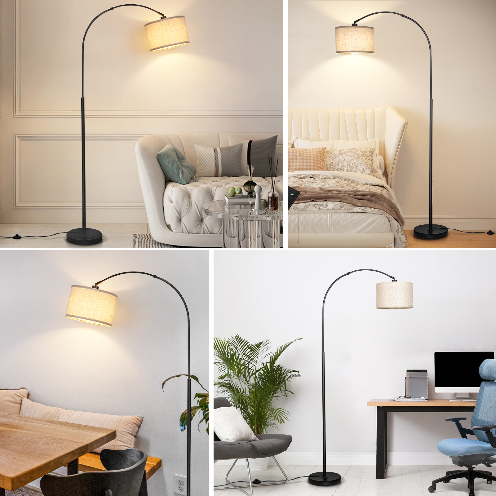 Arc floor lamp with remote control bulb