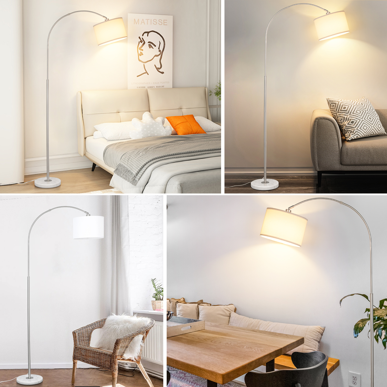 Arc floor lamp with remote control bulb