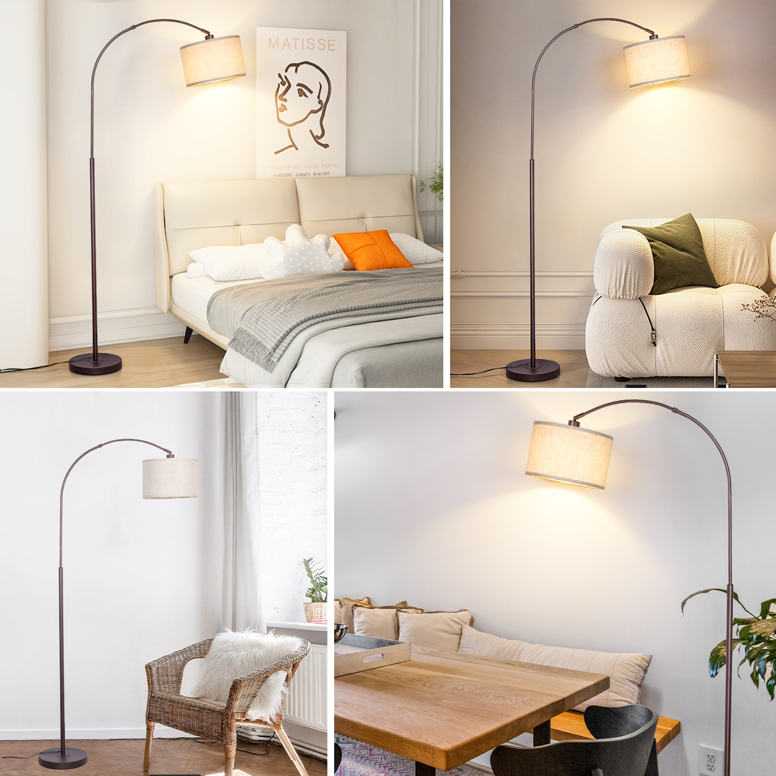 Arc floor lamp with remote control bulb