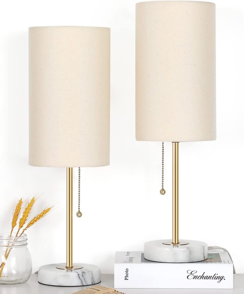 Marble Base Small Table Lamp 19in-2Pack