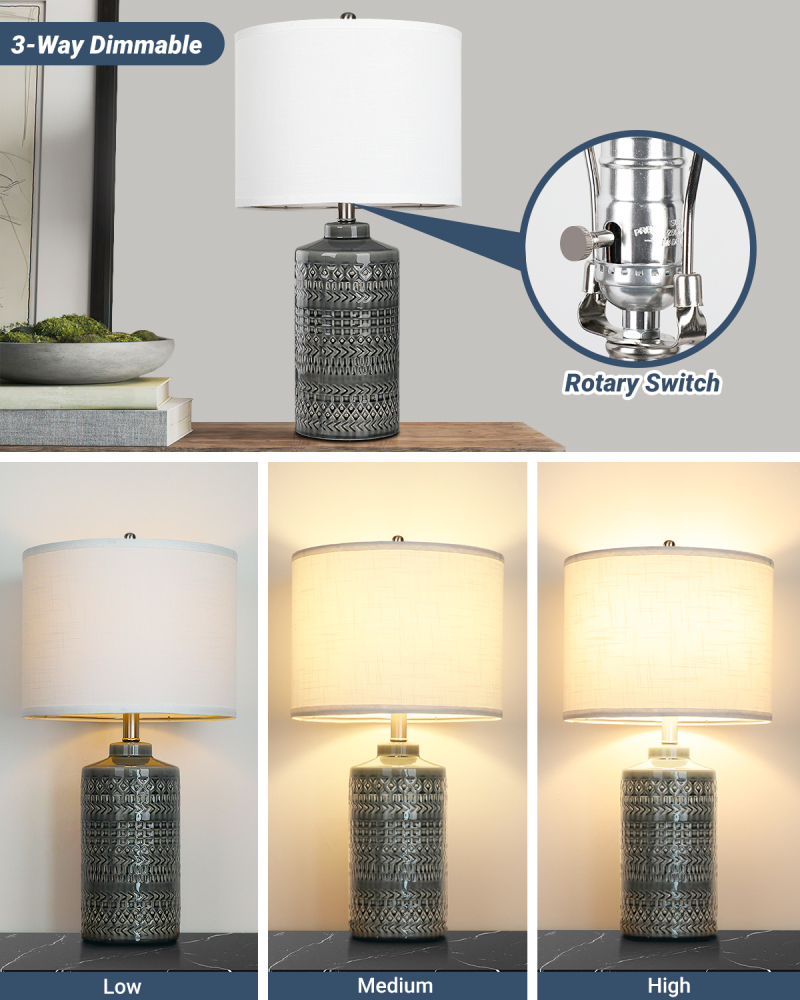 Straight Ceramic Table Lamp 25in