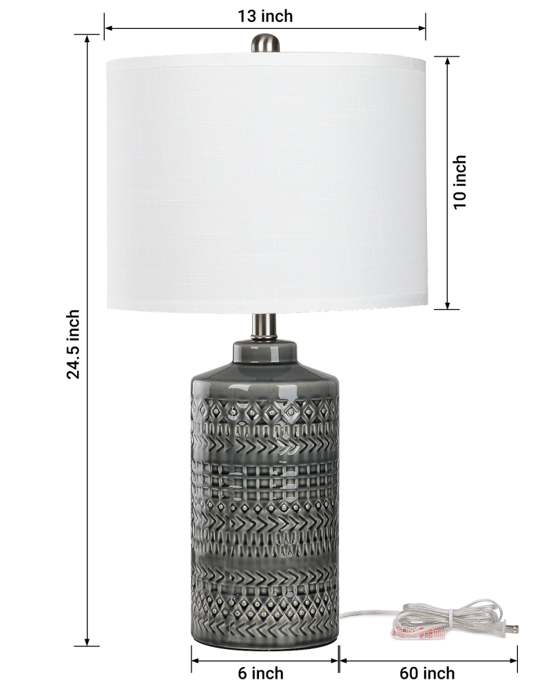 Straight Ceramic Table Lamp 25in