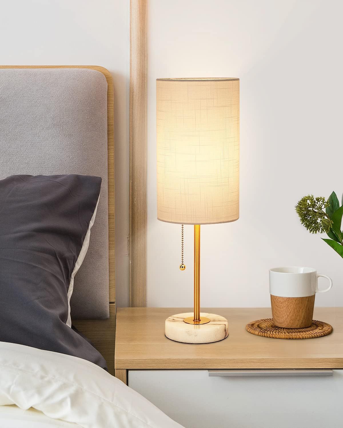 Marble Base Small Table Lamp 19in-2Pack