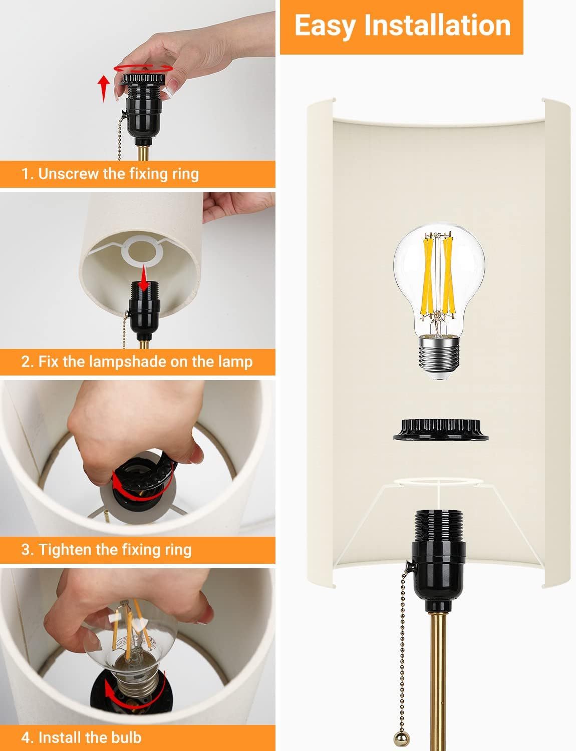 Marble Base Small Table Lamp 19in-2Pack