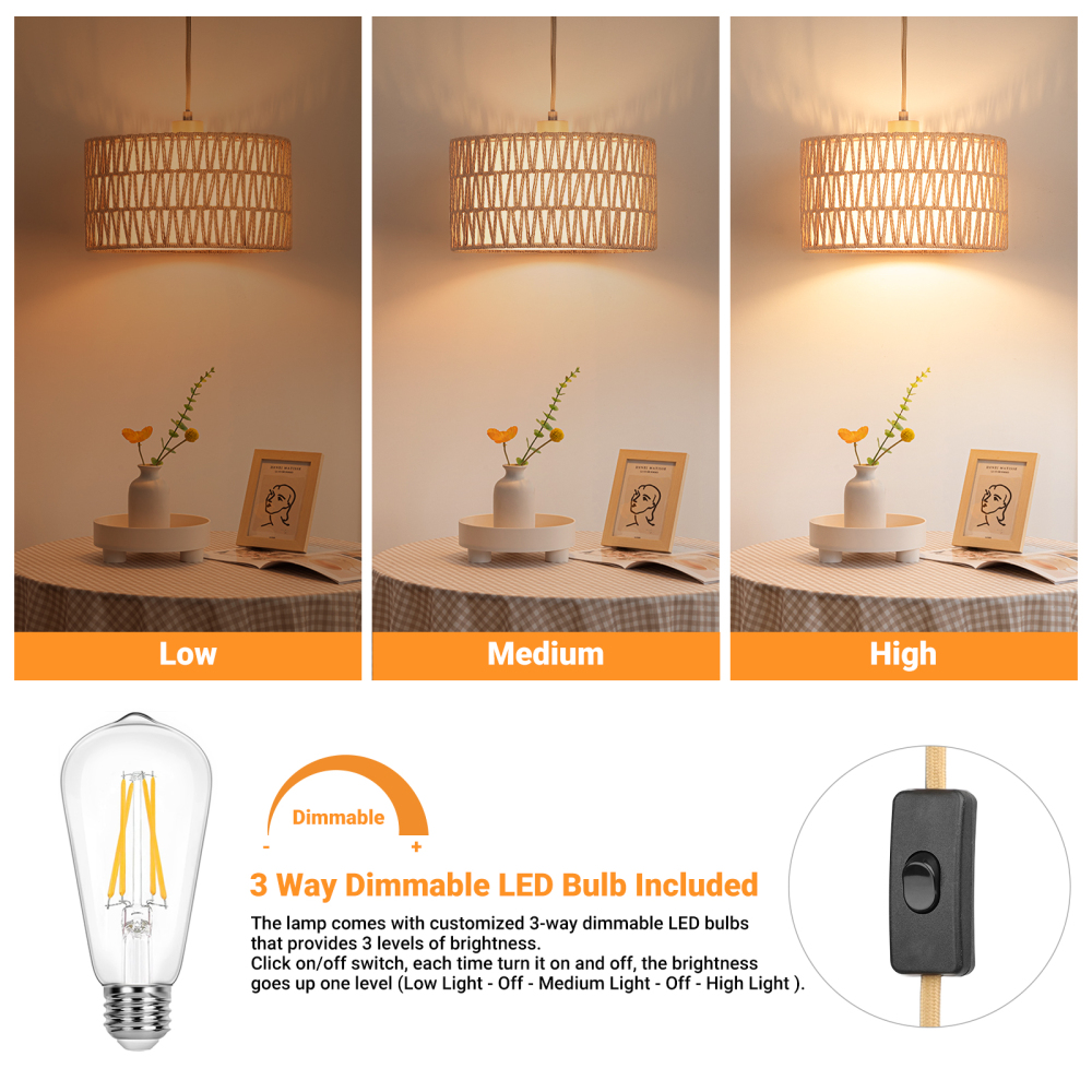 Rattan lampshade & cloth lampshade hanging lamp