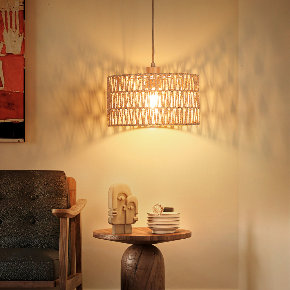 Rattan lampshade & cloth lampshade hanging lamp