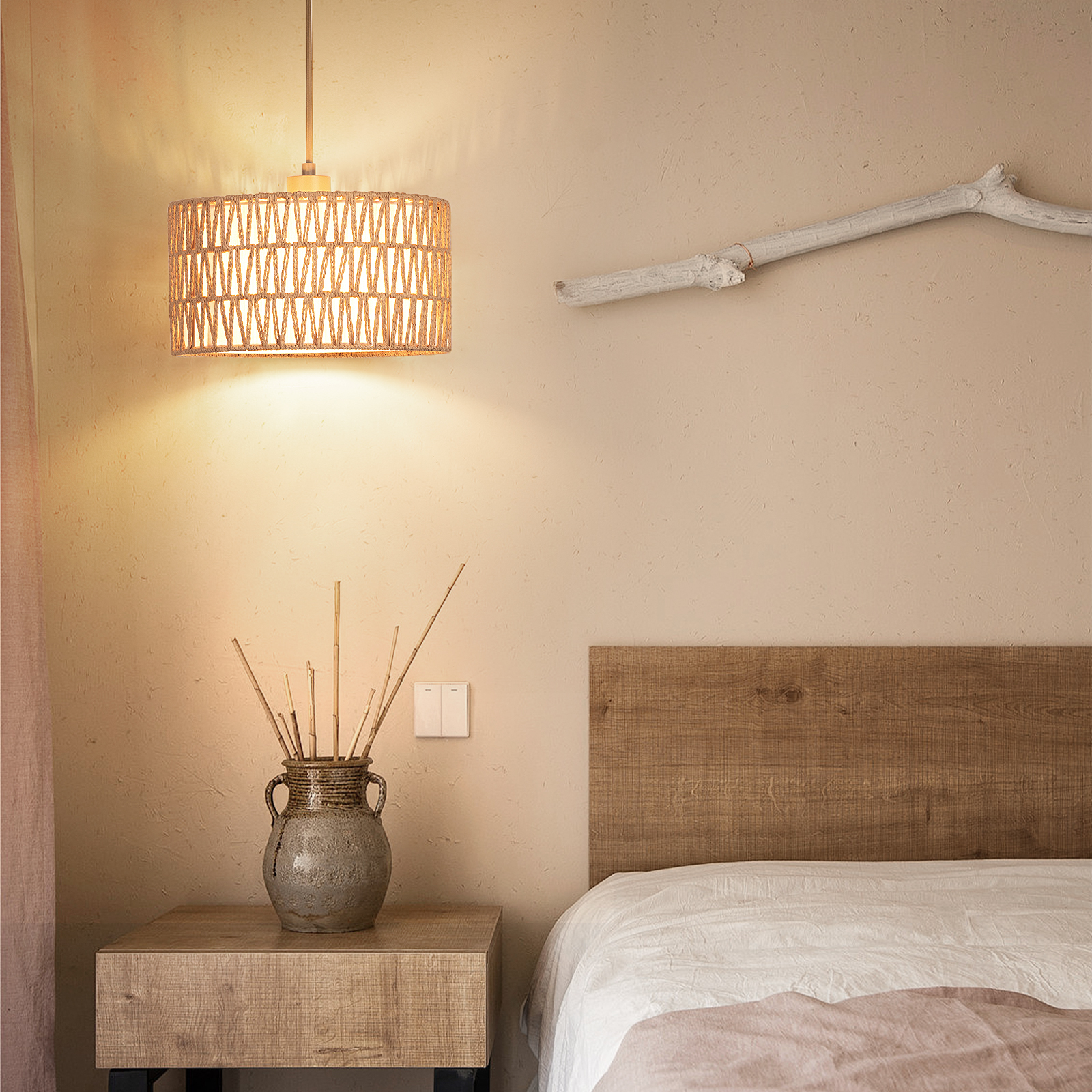 Rattan lampshade & cloth lampshade hanging lamp