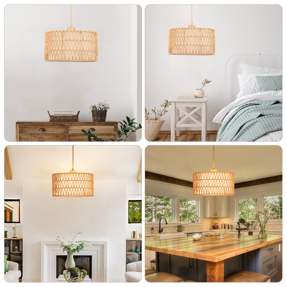 Rattan lampshade & cloth lampshade hanging lamp