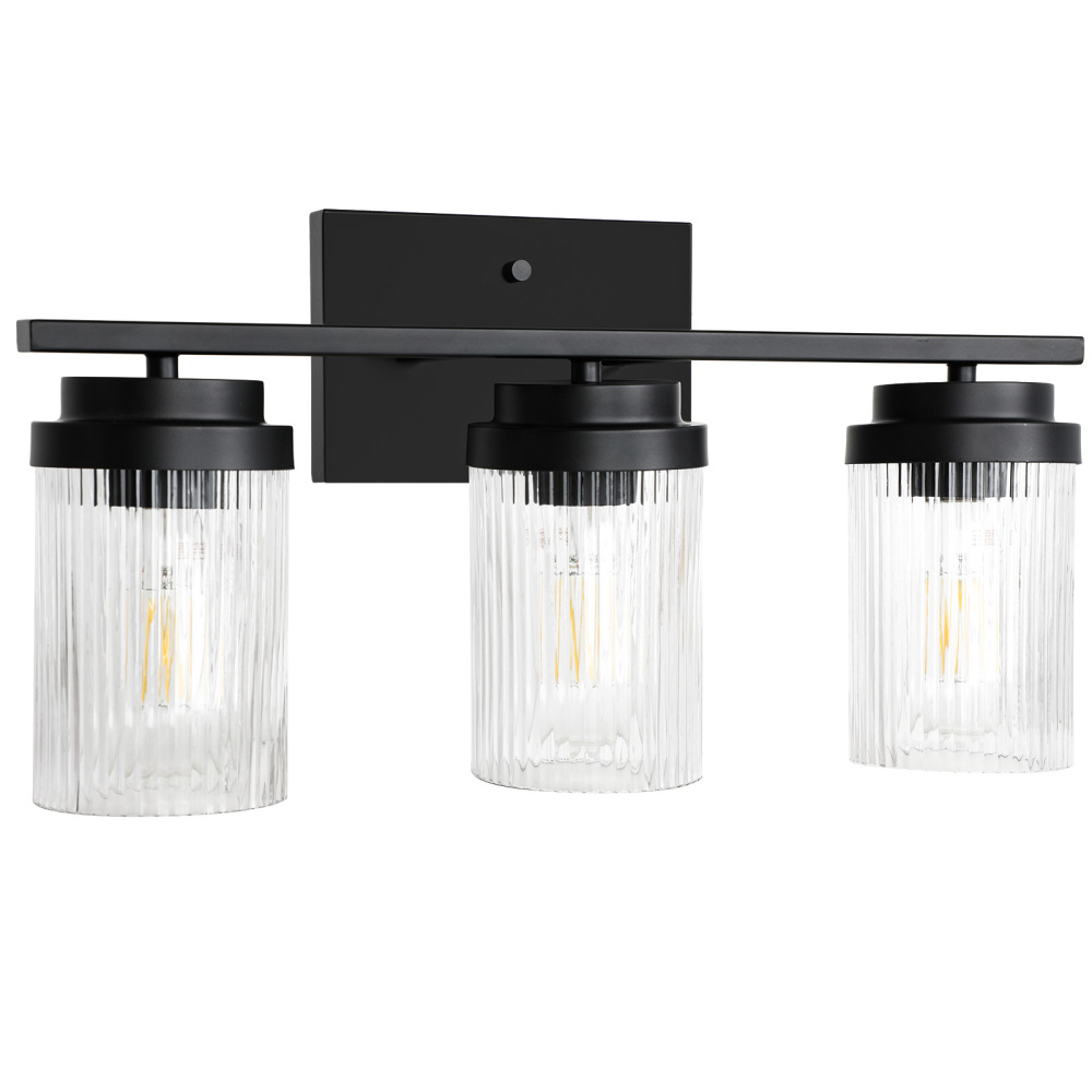 Striped Glass Bathroom Wall Light 3 Heads