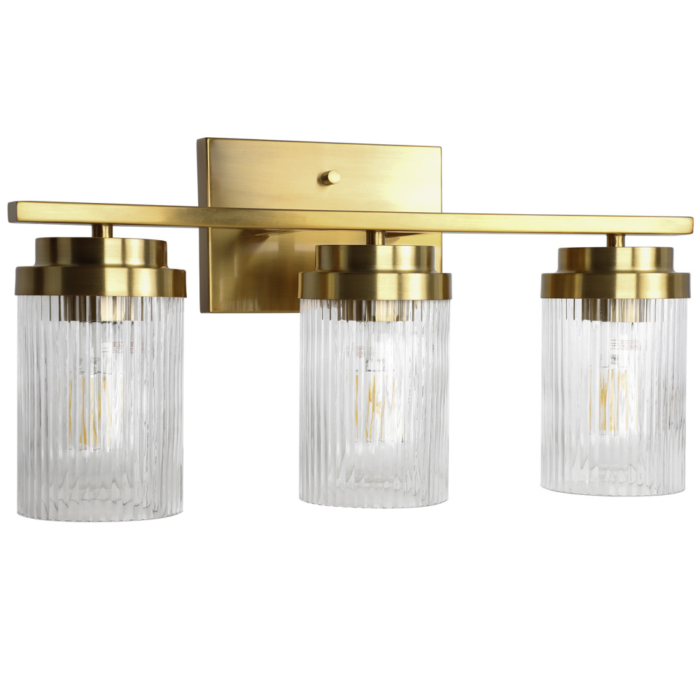 Striped Glass Bathroom Wall Light 3 Heads