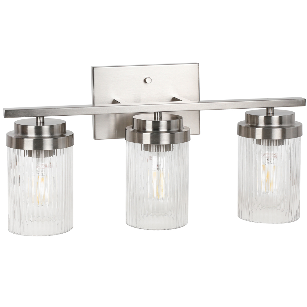 Striped Glass Bathroom Wall Light 3 Heads