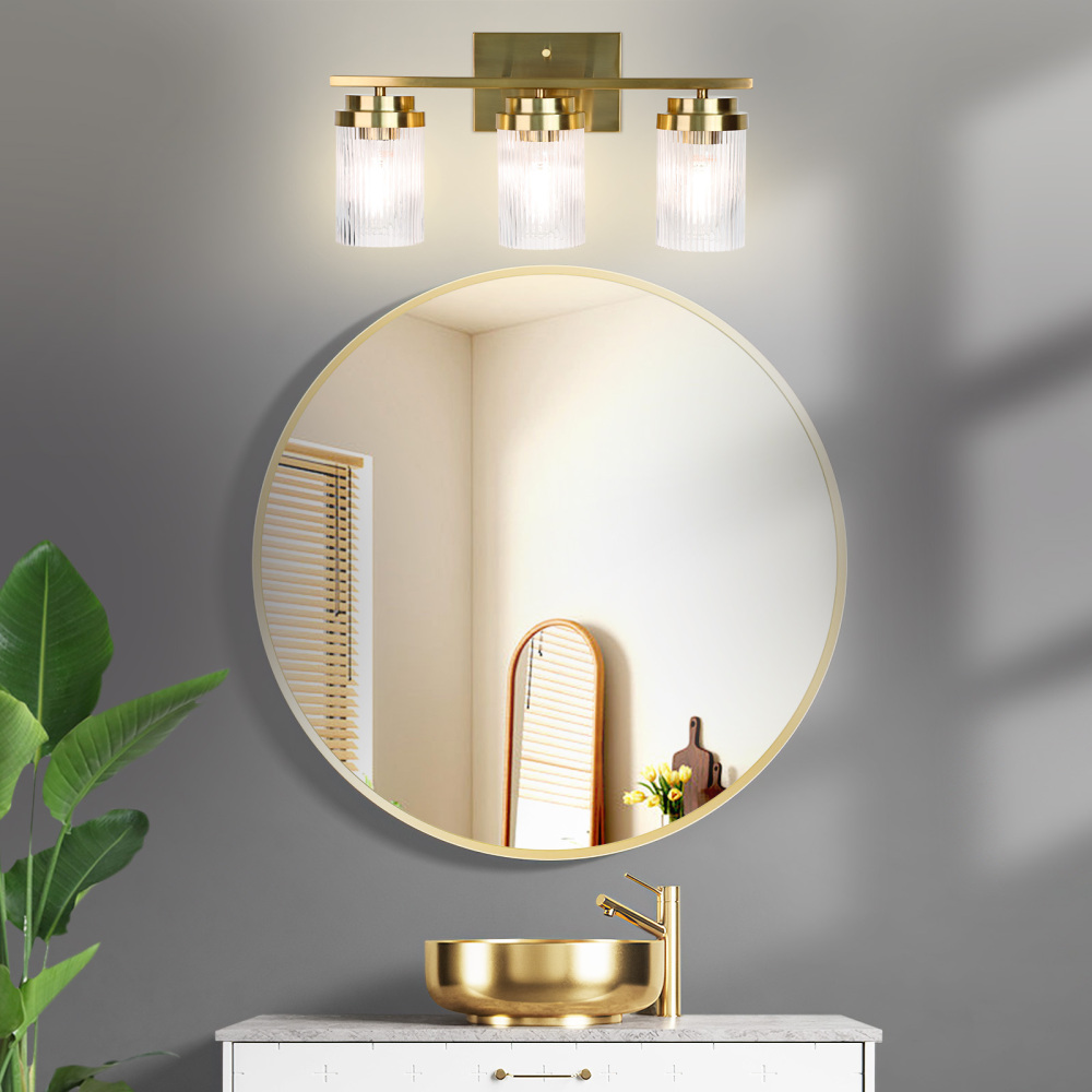 Striped Glass Bathroom Wall Light 3 Heads