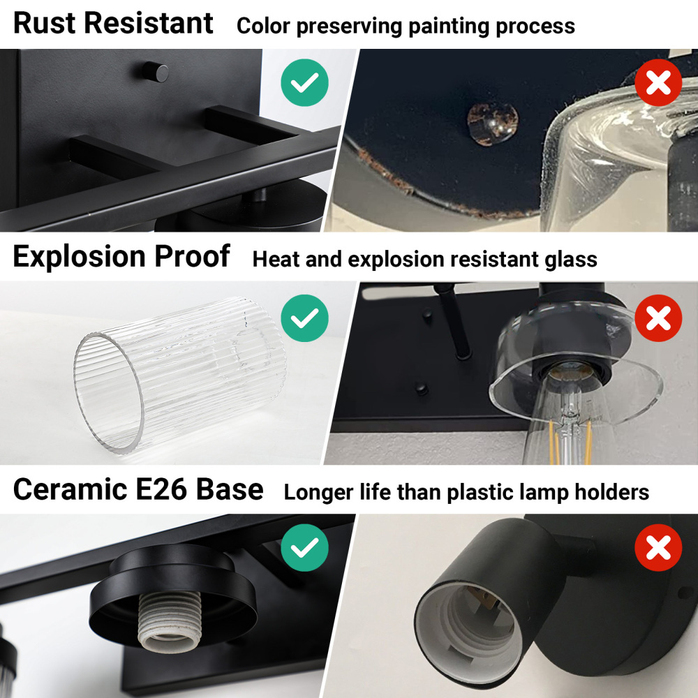 Striped Glass Bathroom Wall Light 3 Heads