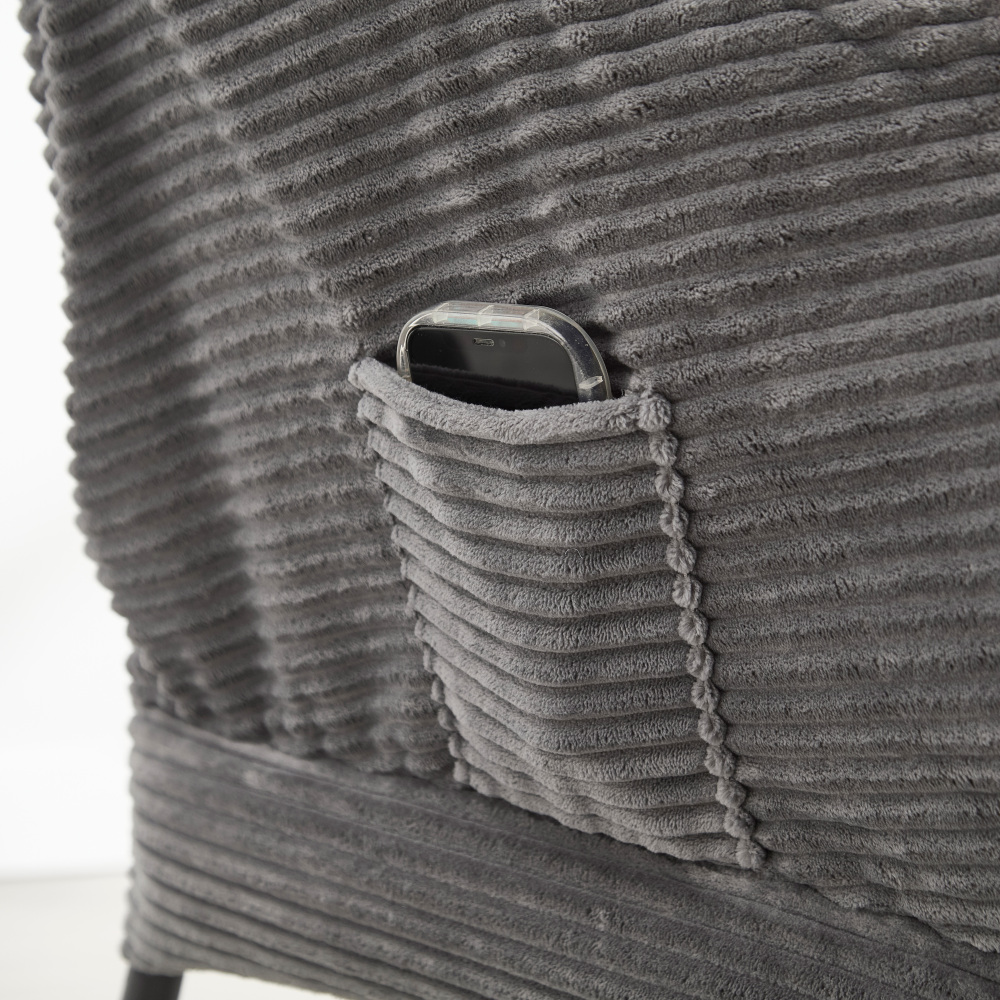 Lazy Chair with Ottoman, Modern Lounge Accent Chair with Armrests and a Side Pocket, Leisure Upholstered Sofa Chair Reading Chair with Footrest for Small Space, Corner Chair-Grey?