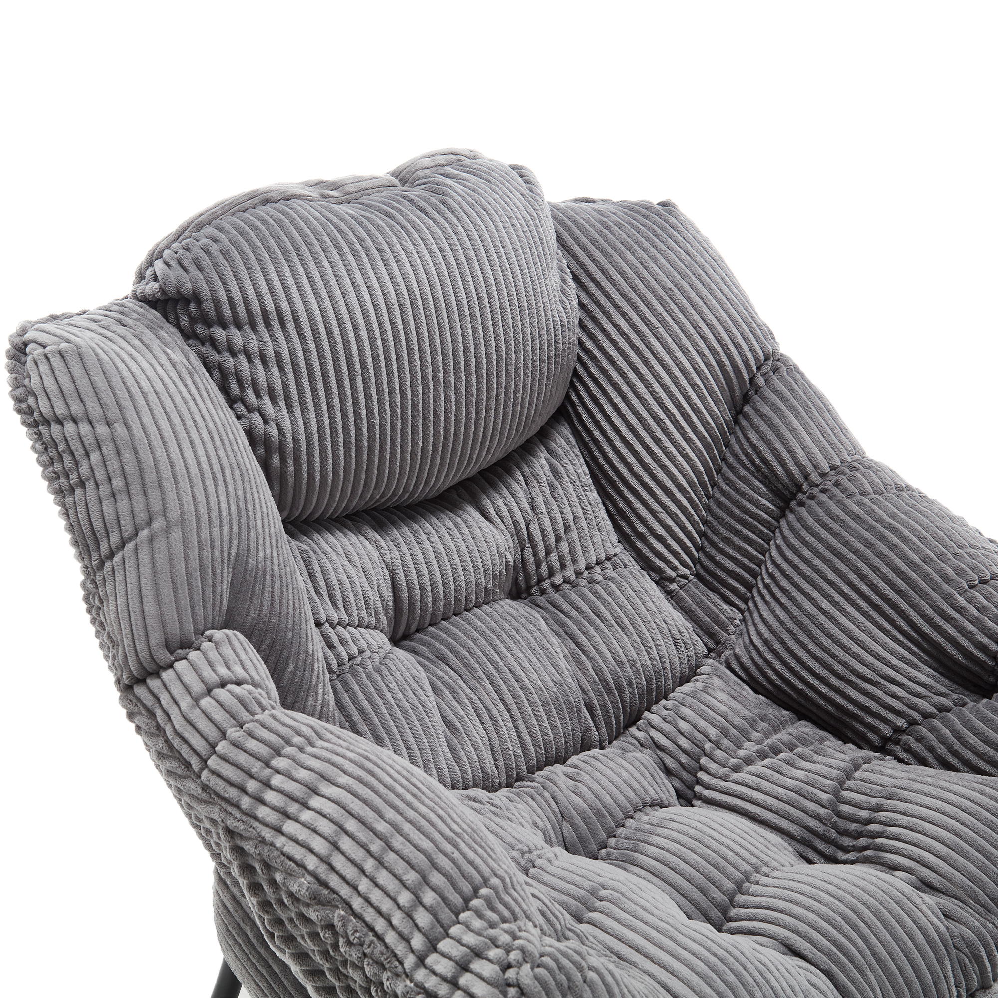 Lazy Chair with Ottoman, Modern Lounge Accent Chair with Armrests and a Side Pocket, Leisure Upholstered Sofa Chair Reading Chair with Footrest for Small Space, Corner Chair-Grey?