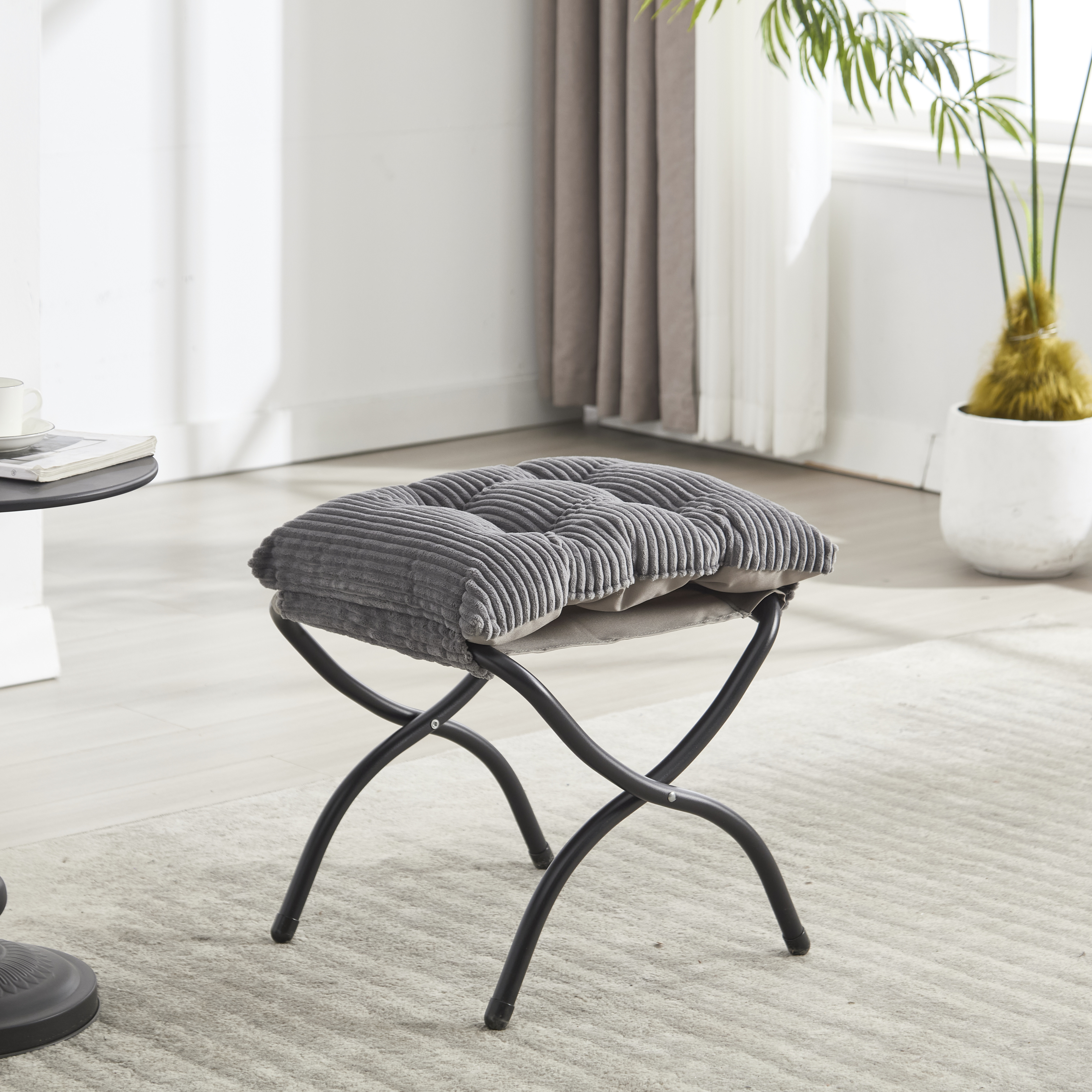 Lazy Chair with Ottoman, Modern Lounge Accent Chair with Armrests and a Side Pocket, Leisure Upholstered Sofa Chair Reading Chair with Footrest for Small Space, Corner Chair-Grey?