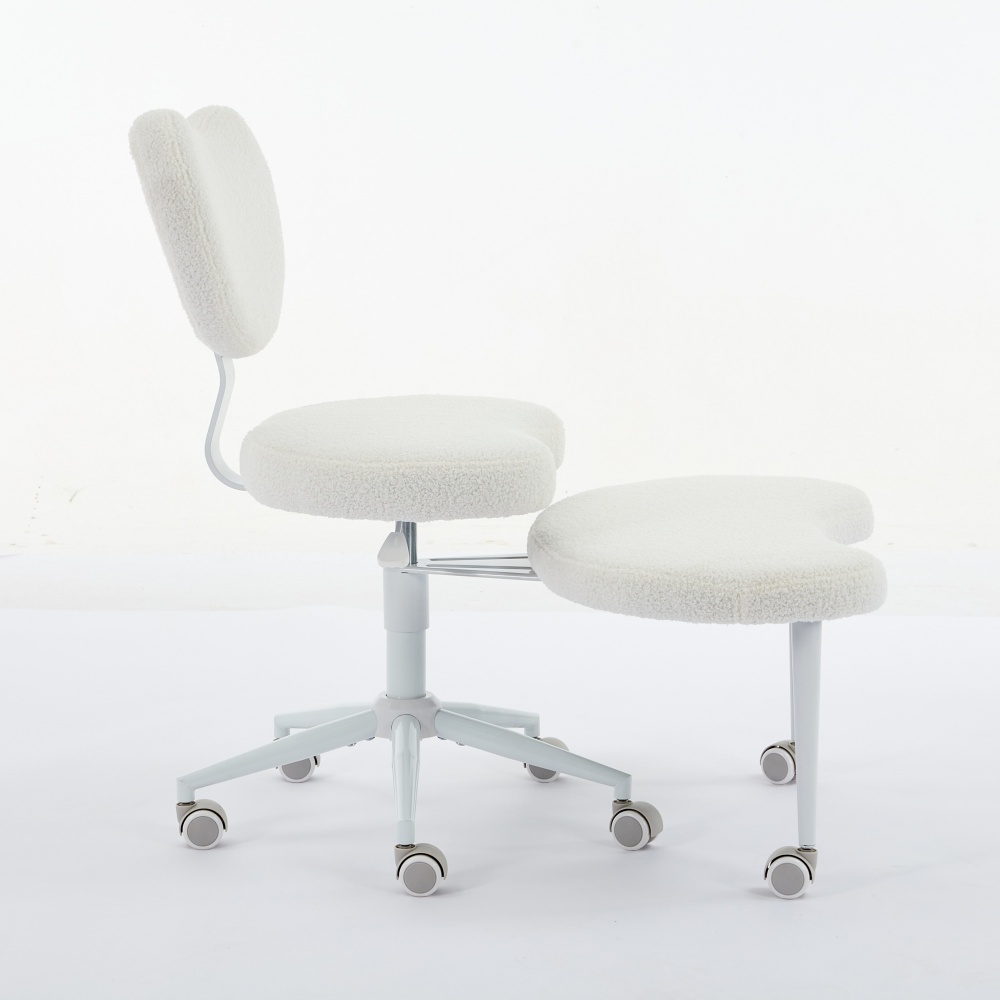 Meditation Chair Plus, Cross Legged Chair with Wheels, ADHD Chair, Criss Cross Desk Chair with Lumbar Support and Adjustable Stool, Flexible Design for Fidgety Sitters, Ivory