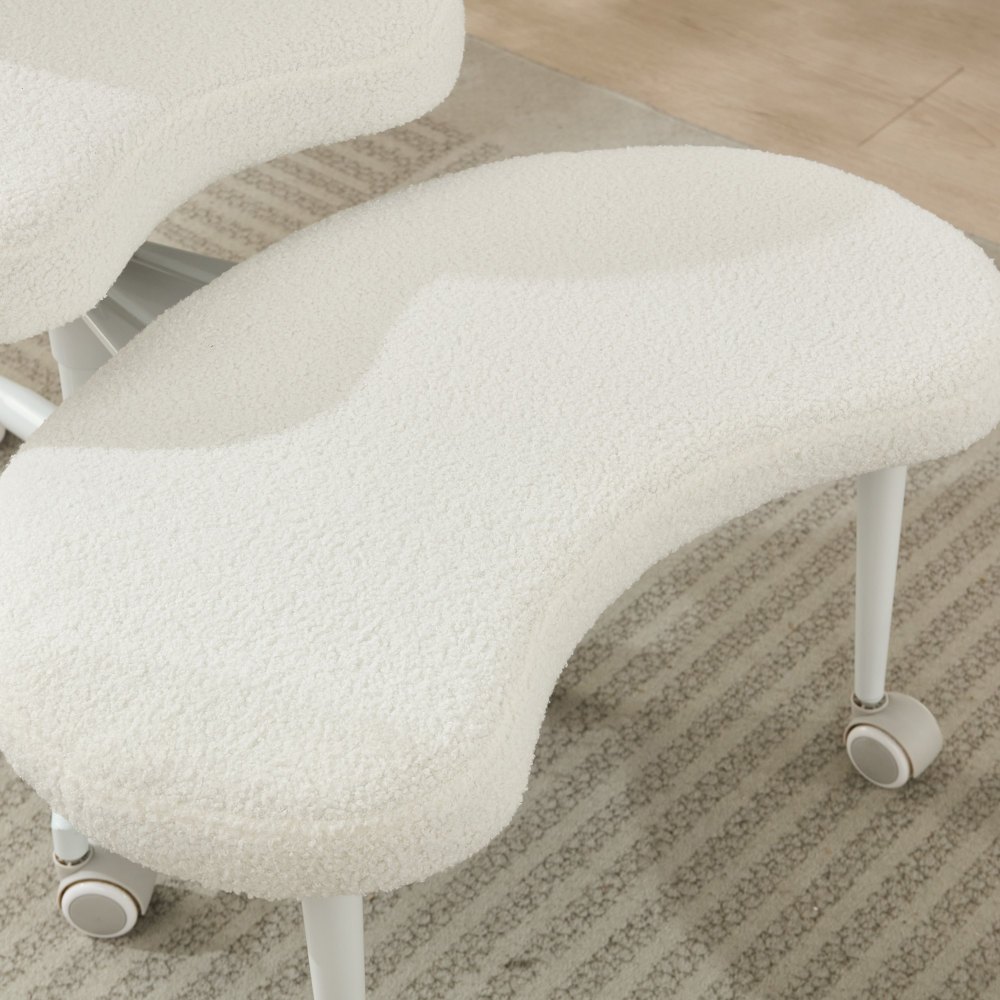 Meditation Chair Plus, Cross Legged Chair with Wheels, ADHD Chair, Criss Cross Desk Chair with Lumbar Support and Adjustable Stool, Flexible Design for Fidgety Sitters, Ivory