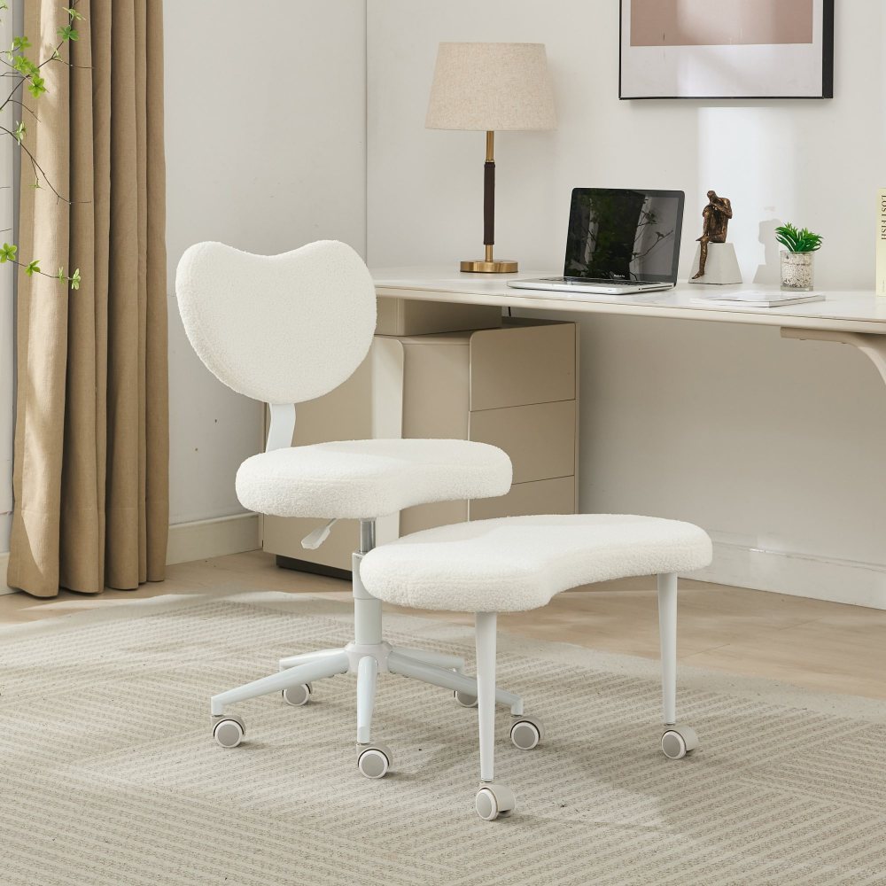 Meditation Chair Plus, Cross Legged Chair with Wheels, ADHD Chair, Criss Cross Desk Chair with Lumbar Support and Adjustable Stool, Flexible Design for Fidgety Sitters, Ivory