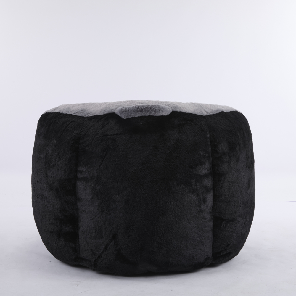Oversized Bean Bag Chairs,Multicolor Faux Fur Couch Filled with Shredded Sponge,Large Lounger Sofa For Living Room,No Assembly Required , Black+White+Grey