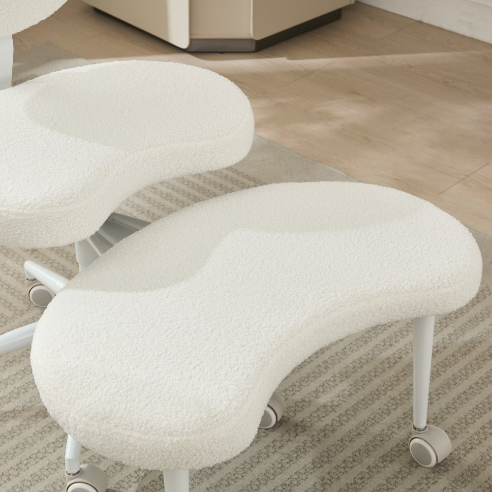 Meditation Chair Plus, Cross Legged Chair with Wheels, ADHD Chair, Criss Cross Desk Chair with Lumbar Support and Adjustable Stool, Flexible Design for Fidgety Sitters, Ivory