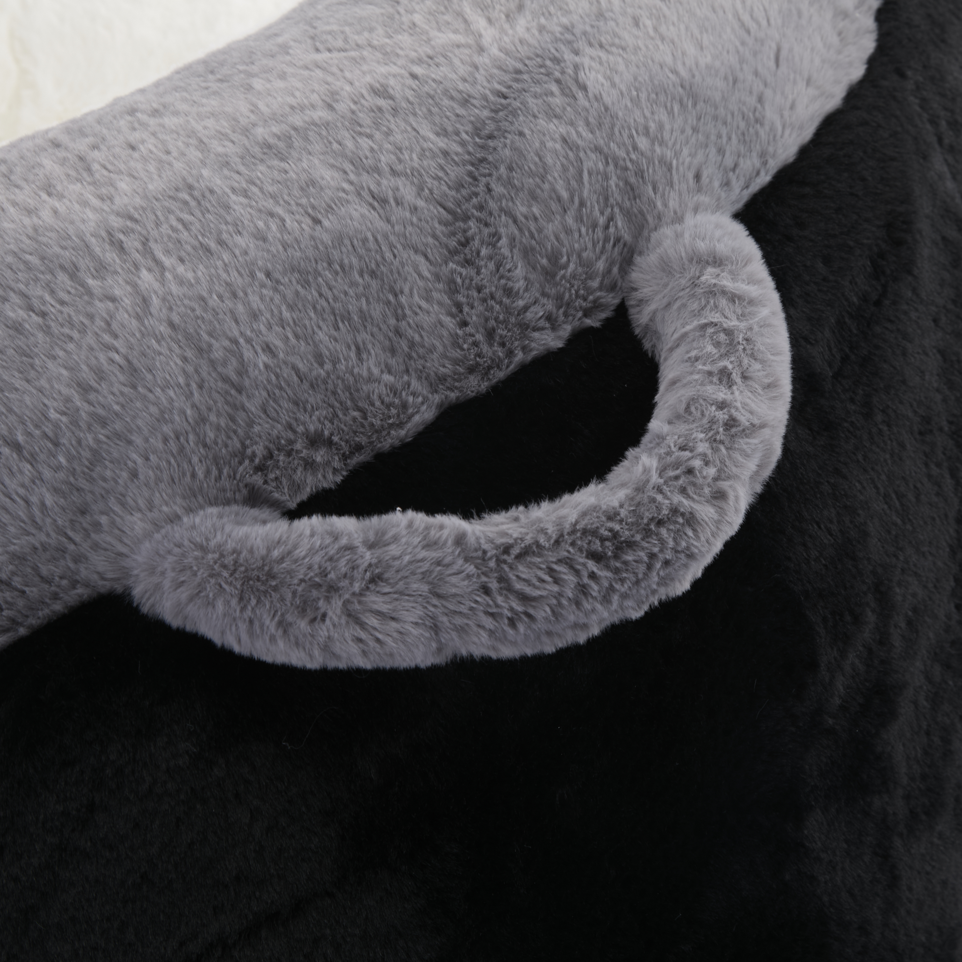 Oversized Bean Bag Chairs,Multicolor Faux Fur Couch Filled with Shredded Sponge,Large Lounger Sofa For Living Room,No Assembly Required , Black+White+Grey